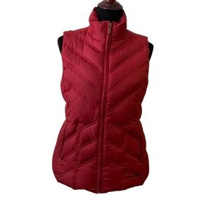 Red Quilted Eddie Bauer Premium Goose Down Puffer Vest Women’s Size Small